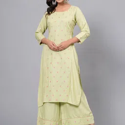 SARAI CREATIONS Women Floral Embroidered Regular Thread Work Kurta with Palazzos-picture-24