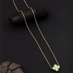 SZN Set Of 2 Gold-Plated Clover Shaped Enamelled Minimal Link Chains image 2