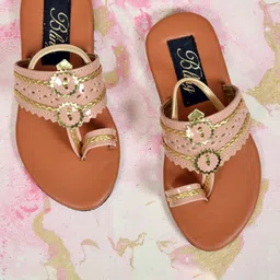 Bling footwears Girls Ethnic Open Toe Flats image 1