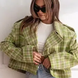 Mast & Harbour Women Checked Spread Collar Front Open Coats-picture-38