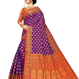 AKSH FASHION Woven Design Zari Silk Blend Banarasi Saree image 3