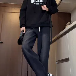 StyleCast Men Wide Leg High-Rise Medium Shade Jeans image 2