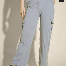 QIOA Women Relaxed High-Rise Cargos Trousers-image-20