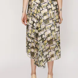 JAKANARY Printed Flared Midi Skirt image 3