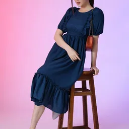 Krunal Raiyani Women Gathered or Pleated Tiered Fit & Flare Dress-picture-32