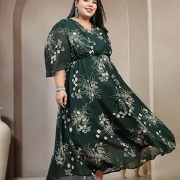 plusS Women Floral Printed A-Line Maxi Dress-picture-30