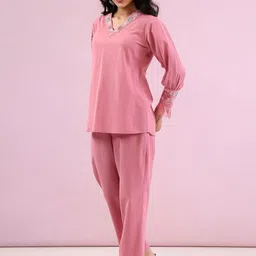 MISRI Embroidered V Neck Top With Trousers Co-Ords image 5