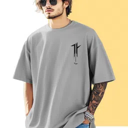 AUSK Graphic Printed Round Neck Drop Shoulder Sleeves Oversized Pure Cotton T-shirt image 5