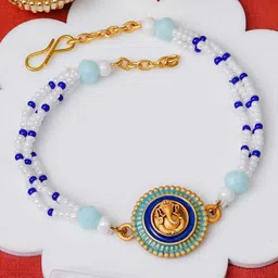 eCraftIndia Ganesha Beaded Wraparound Bracelet Rakhi image 4