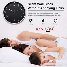 RANDOM Black & Grey Printed Contemporary Wall Clock image 4