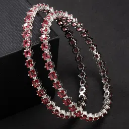 NVR Set Of 2 Silver Plated Cubic Zirconia Stone Studded Bangles-picture-41