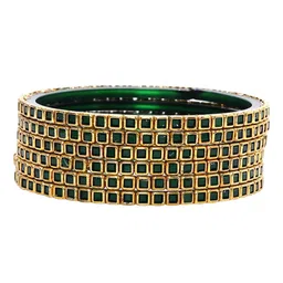 KOTTIAR CREATIONS Set Of 12 Glass Crystal Stone Studded Bangles-picture-21