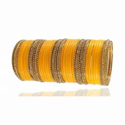 LLL FASHION Set Of 40 Yellow Glass Artificial Stones Bangle image 3
