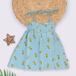 YK X Tinyo Smiley Print Smocked Cotton Fit & Flare Dress-picture-10