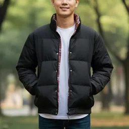 Mast & Harbour Men Stand Collar Solid Puffer Jacket image 2