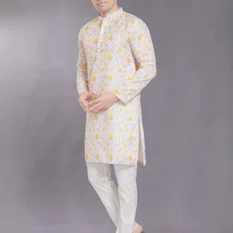 PulseIQ Men Printed Thread Work Kurta image 4