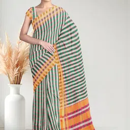 The Chennai Silks Checked Art Silk Handloom Baluchari Saree-picture-23