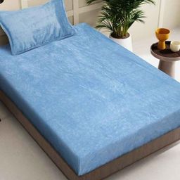 MORADO Blue 260 TC Single Bedsheet with 1 Pillow Covers-picture-45