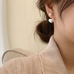 Celestique Pearls Beaded Heart Shaped Studs image 3