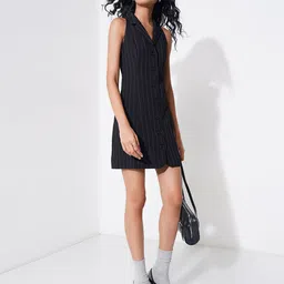 Honey by Pantaloons Women Striped Shirt Collar Shift Mini Dress image 1