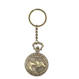 AUGEN Pocket Watch Horses Standing Retro Vintage Keychain With Key Ring-image-0