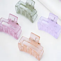 badodiya's Women Set of 6 Chrome Finished Transparent Claw Clip image 4