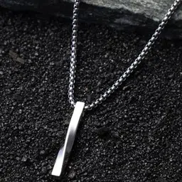 AGARWALPRODUCT Stainless Steel Silver-Plated Contemporary Pendant with Chains-image-10