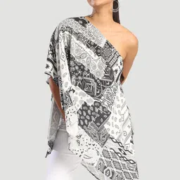 Bene Kleed Women Print One Shoulder Ethnic Kaftan Top-picture-22