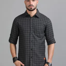tallwalker Men Regular Fit Checkered Spread Collar Casual Shirt-picture-15