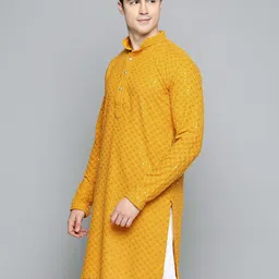 sai creation Men Chikan Embroidery Cotton Rayon Straight Kurta image 3