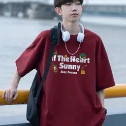 StyleCast x Revolte Men Typography Printed Round Neck Cotton Oversized T-shirt image 2