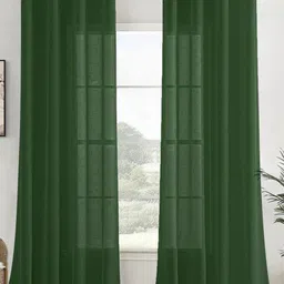 HOMEMONDE Green 2 Pieces Textured Sheer Cotton Long Door Curtains-image-72