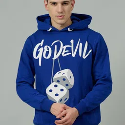 GO DEVIL Men Printed Hooded Sweatshirt image 1