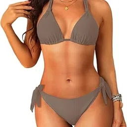 feuty Halter Neck Swim Bikini Set-picture-38