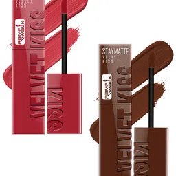 Ramp Walk Set Of 2 Velvet Kiss Liquid Lipstick 3.5 ml Each - Matte Red-Dark Brown-picture-37