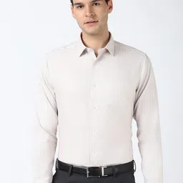 Peter England Elite Men Spread Collar Solid Cotton Formal Shirt-picture-24