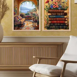 Kotart Brown & Gold-Toned Set Of 2 Wood Floral and Botanical Wall Paintings image 2