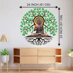 divinedesigns 61 cm Gautam Buddha Sadhana Under Tree Self Adhesive Sticker image 2