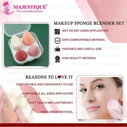 MAJESTIQUE Set Of 4 Professional Makeup Sponges Blender Set With Egg Case image 4