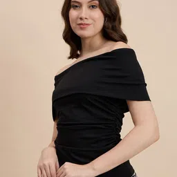 DRAPE AND DAZZLE Off-Shoulder Cotton Bardot Top image 3