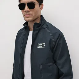 The Roadster Life Co. Brand Logo Detail Contrast Stitch Mock Collar Tailored Jacket-picture-37