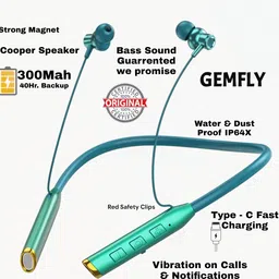 gemfly Vibration Alert, 48 Hours Playtime, ENC, HD Sound Quality & Stereo Bass N6 Bluetooth Headset image 4