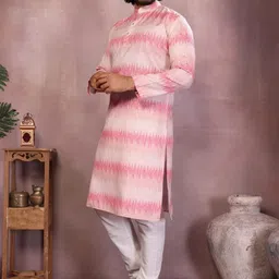 ZARA STAR Ethnic Motifs Printed Pure Cotton Mandarin Collar Kurta With Pyjamas-image-23