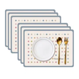 Myntra Elegant Homes 6Pcs Beige & Blue Patterned Waterproof Anti-Slip Table Placemats-picture-38