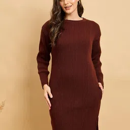 Chemistry Women Ribbed Woollen Longline Pullover-image-67