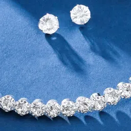 Yellow Chimes Rhodium-Plated Crystals-Studded Jewellery Set image 4