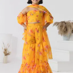 bannhi by priyanka rathore Bannhi Girls Ethnic Motifs Printed Regular Kurta with Palazzos & With Dupatta-picture-13