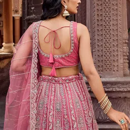 panchhi Embellished Sequinned Semi-Stitched Lehenga & Unstitched Blouse With Dupatta image 3