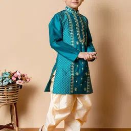 Cae Boys Embroidered Regular Dupion Silk Kurta with Patiala image 2