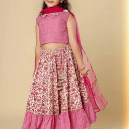 Sangria Girls Floral Printed Lehenga & Blouse With Dupatta-picture-29